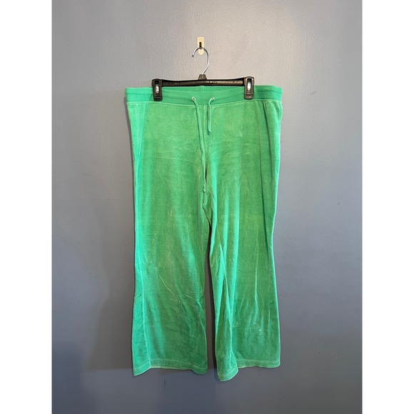 Mossimo Supply Co. Pants - Y2K Women's Mossimo Neon Green Velour Track Suit Flare Pants SZ XL Lounge Wear